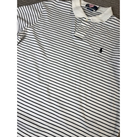 Polo Ralph Lauren Other - Polo Ralph‎ Lauren Shirt Mens Large Custom Fit Striped Cotton White Navy Blue